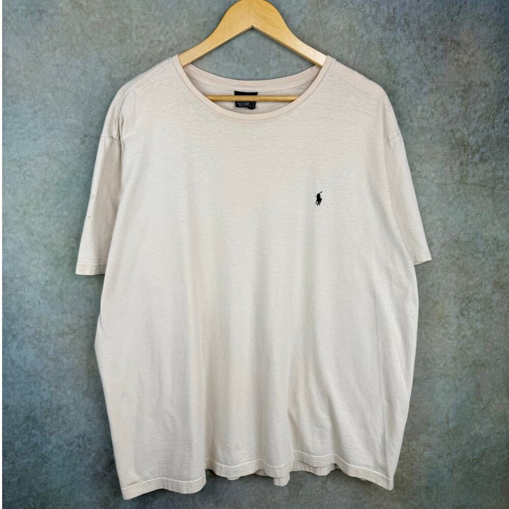 VTG 90s Polo Ralph Lauren T Shirt Mens Sz XL Creme Beige Retro